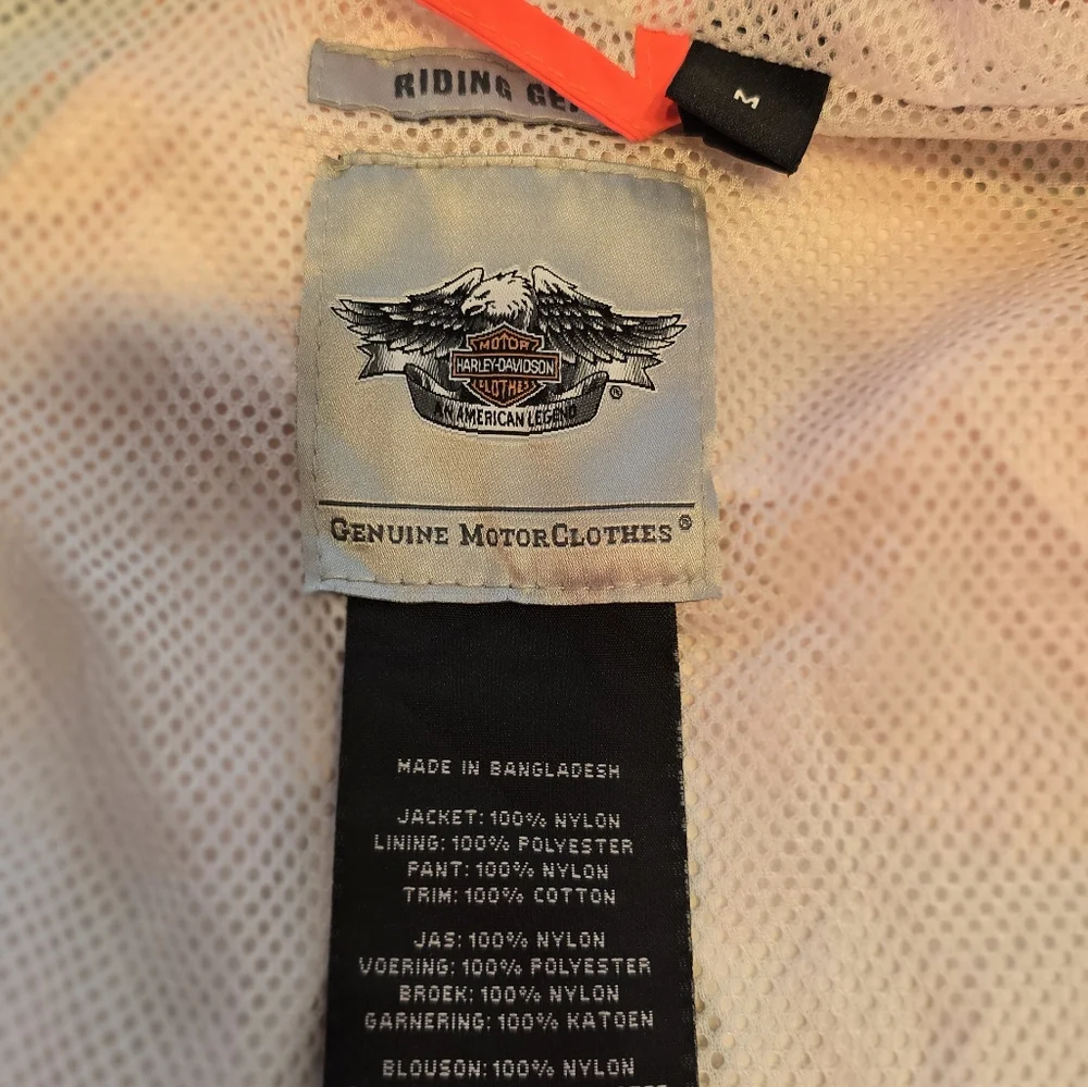 Harley-Davidson Reflective Orange Black Jacket Pants Rain Suit M - Picture 6 of 15